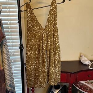 Brown Patterned Sleeveless Dress